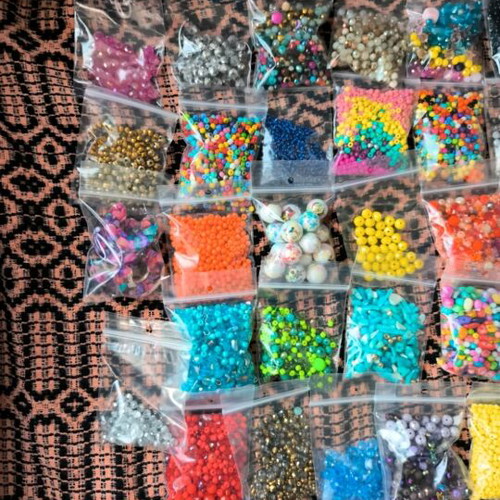 Beads used, various sizes in bags
