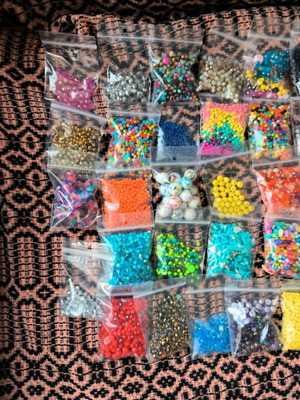 Beads used, various sizes in bags