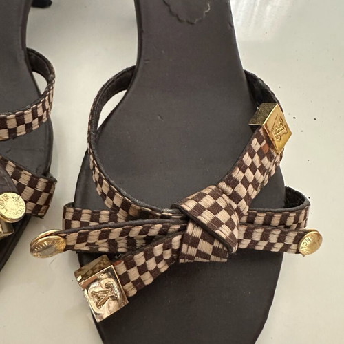 Louis Vuitton mules used, brown damier, size 38