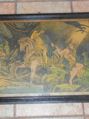 Genovefa framed lithograph used, 69x99 cm