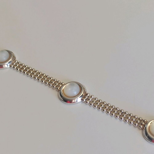 Silver 925 bracelet like new with white inlay details