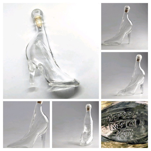 Glass small bottle shaped like stiletto shoe like new