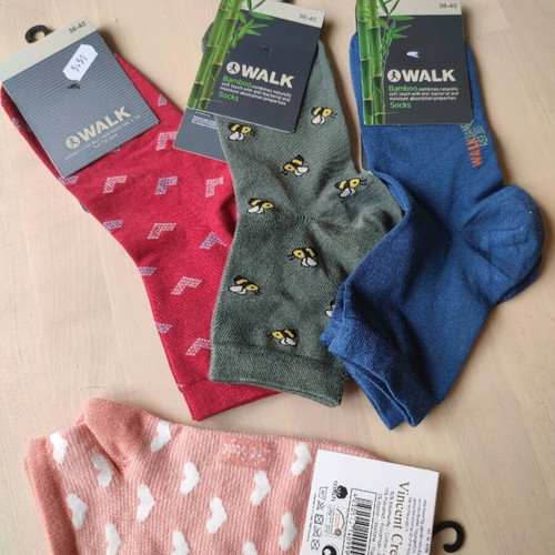 Walk bamboo socks set of 3 pairs size 36-39 with gift heart pair