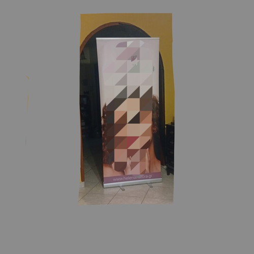 Roll up banner floor standing with aluminum telescopic pole like new