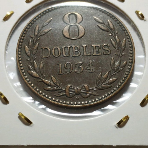 Coin 8 Doubles 1934 Great Britain - Guernsey like new, rare valuable