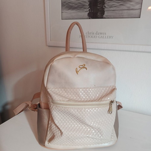 Veta accessories beige backpack with gold details