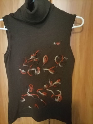 Women's sleeveless sweater (kazaka) turtleneck used brown M/L