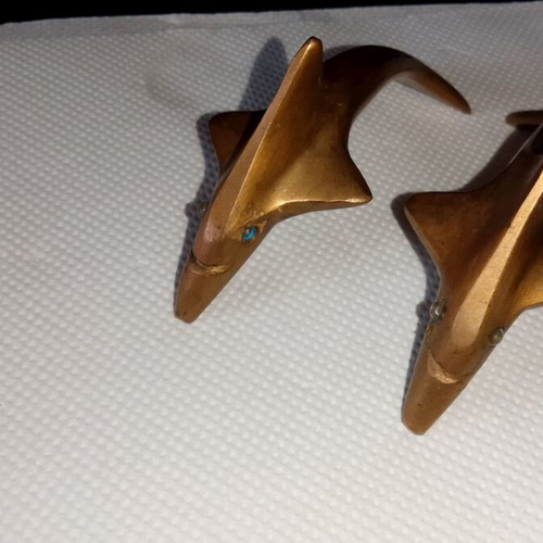 Vintage brass dolphin pair 1970-80 collectible, 10 cm, like new