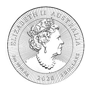 2 oz .9999 Fine Silver, Elizabeth II, Australia 2020 $2 Kookaburra