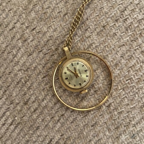 Chaika vintage mechanical pendant watch, gold tone