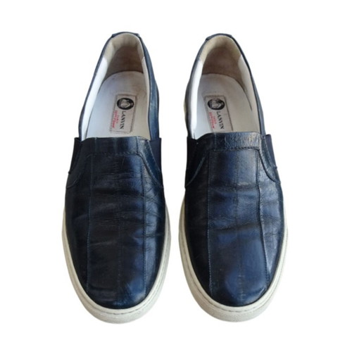 Lanvin leather skate sneakers used, navy, size 40