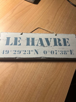Wooden Le Havre Harbor commemorative plaque new