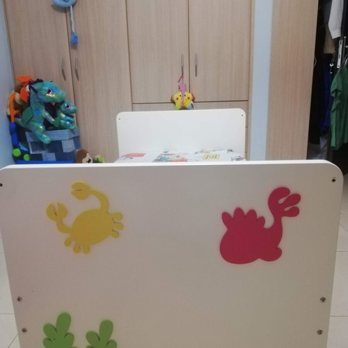 Two children's cribs convertible to beds with LaTeX mattresses