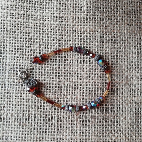 Boho bracelet with honey agate semiprecious stones and blue iridescence new