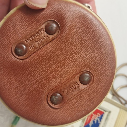Vintage camera accessories in leather case used