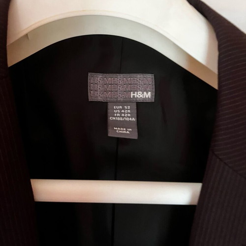Ανδρικό σακάκι H&M μεταχειρισμένο, μέγεθος Large, σκούρο μπλε με ελαφρύ κάψιμο