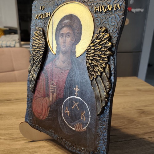 Icon Art Archangel Michael Handmade Religious Decoration