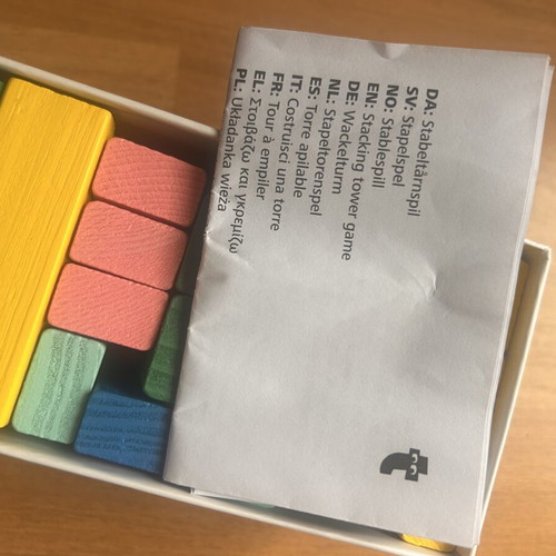 Wooden colored building blocks game like new