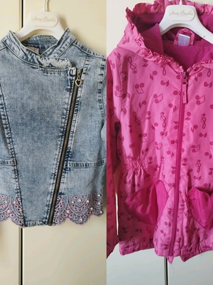 2 kids jackets like new for 7-8 years, pink and blue
