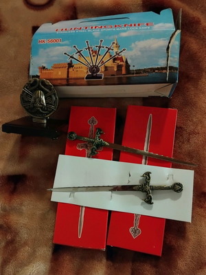 Decorative 6 miniature swords new with stand in box