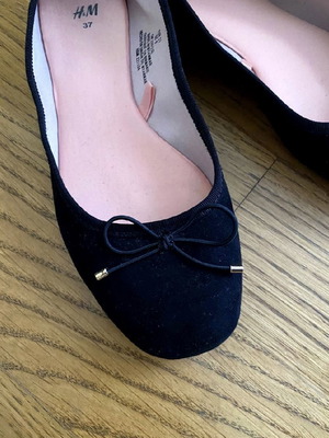 Μπαλαρίνες σουέντ μεταχειρισμένες, νούμερο 37, μαύρες