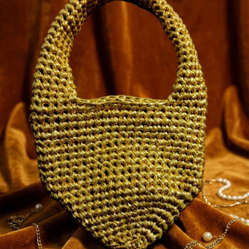 Handmade Olive Bag gold crochet bag made to order