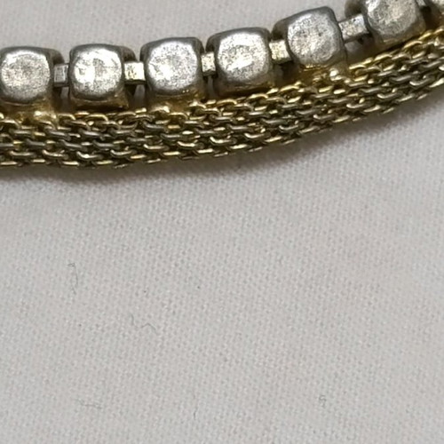 Vintage Riviera Necklace used, gold with black stone