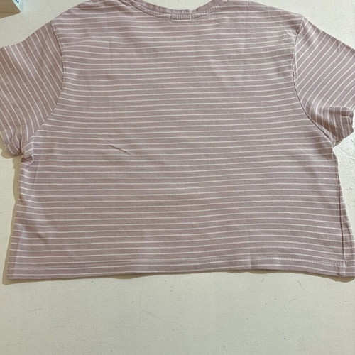 Lilac short striped t-shirt Stradivarius like new, size XS