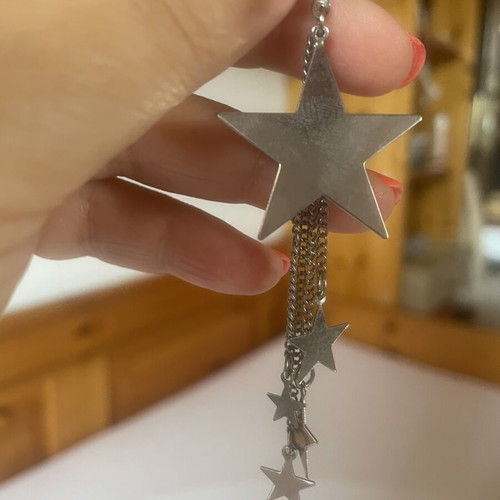 Star earrings, silver color