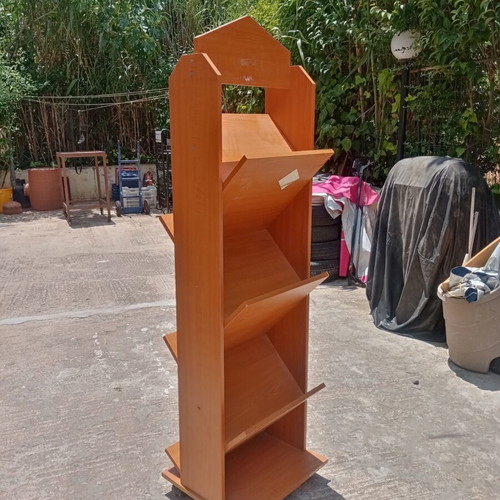 Magazine and Brochure Display Stand wooden with wheels like new