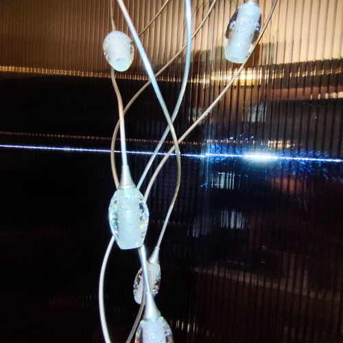 Medousa ceiling light like new, 7-light chrome with glass ends