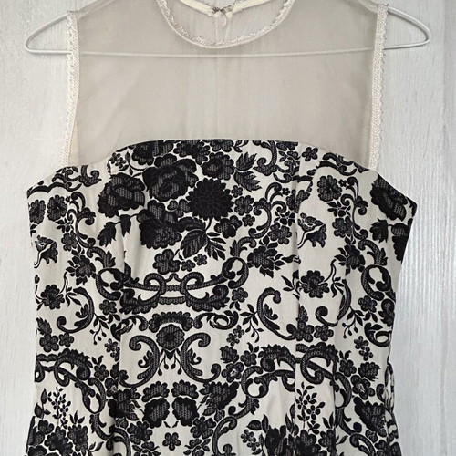 Camelot midi floral dress black and white, new, size M