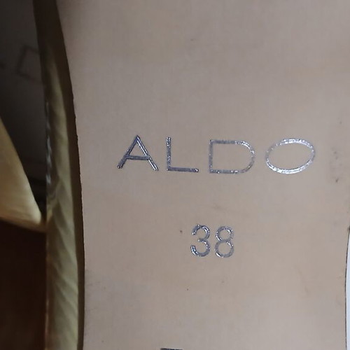 Aldo leather open toe stilettos size 38 like new beige