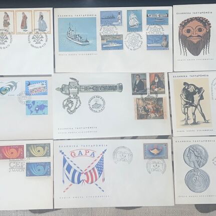 Olympic Greek Stamp Envelopes used, rare pack of 38 pieces