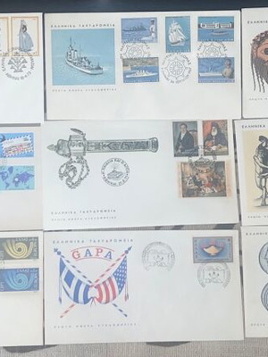 Ολυμπιακοί ελληνικοί γραμματόσημοι φάκελοι μεταχειρισμένοι, σπάνιο πακέτο 38 τεμαχίων