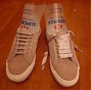 NEW Superga Beige Suede Sneakers size 39 with laces or ribbons