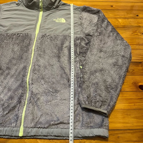 The North Face Denali women's vintage jacket used, gray with neon yellow