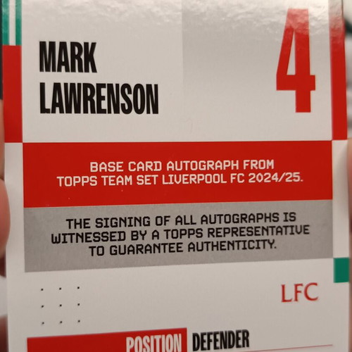 Topps Liverpool Cards with Certified Autograph and Numbered /50 New