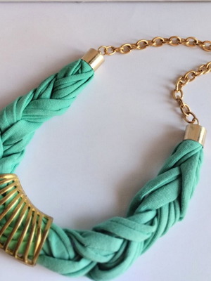 Statement necklace handmade turquoise and gold summer style