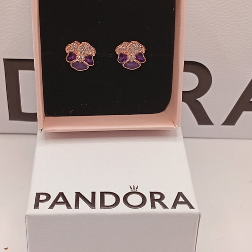 Pandora earrings new with box purple