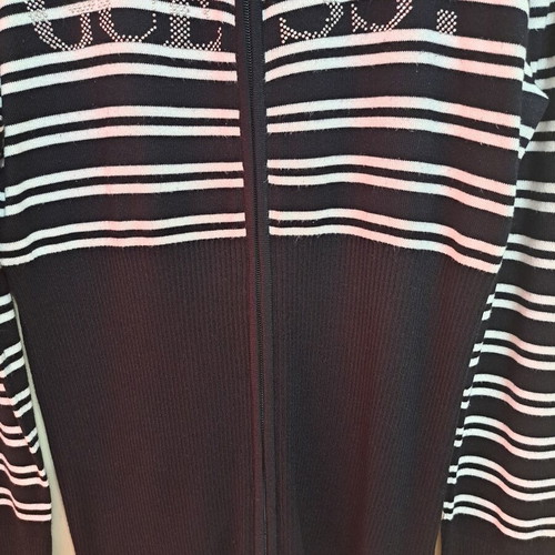 Guess women's cardigan black with white stripes new, cotton, size L