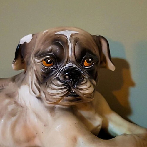 Decorative pug dog figurine used, terracotta