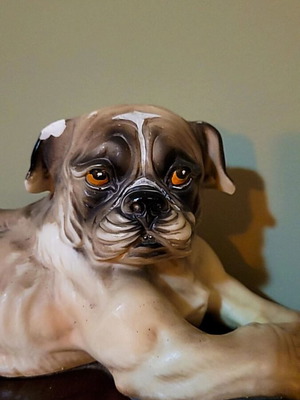 Decorative pug dog figurine used, terracotta