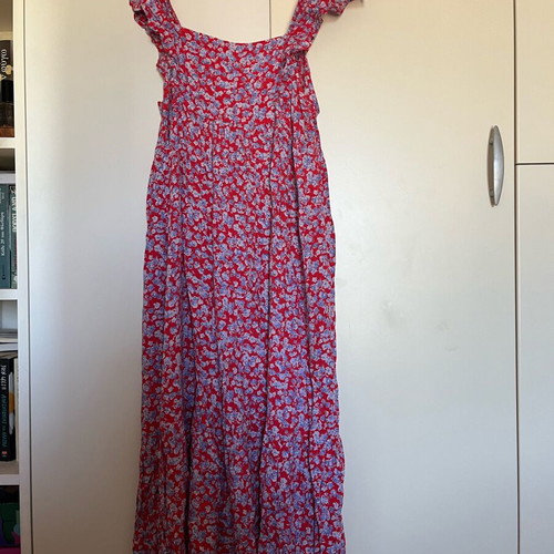 Floral maxi summer dress size M like new, pink multicolor