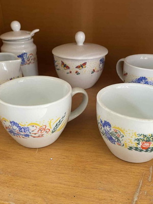 Stathopoulos porcelain coffee serving set new, artist signed
