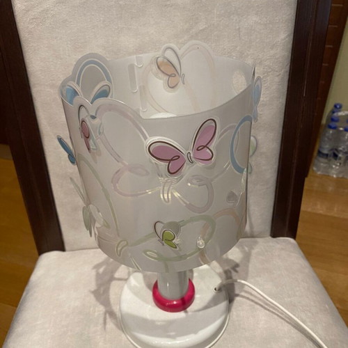 Children's lighting set used, ceiling and table lamps with butterfly design