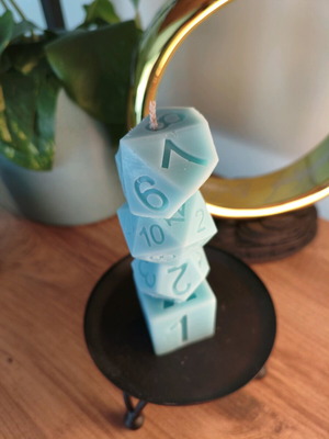 Handmade DnD Dice Scented Candle made from 100% Olive Oil Wax
