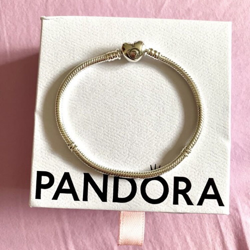 Pandora silver bracelet with heart clasp
