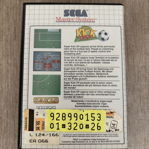 Super Kick Off Sega Master System game, complete