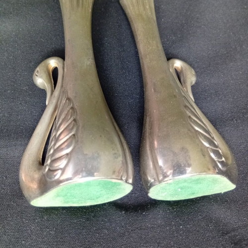 Metal vases swan-shaped set of 2, 17.5 cm, used